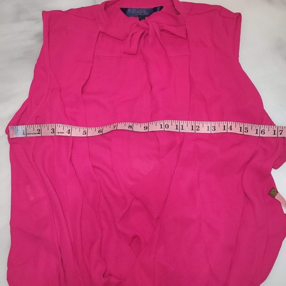 NWT RACHEL Rachel Roy Beckett Solid Tie-Neck Blouse Pink Size Large - Picture 6 of 6